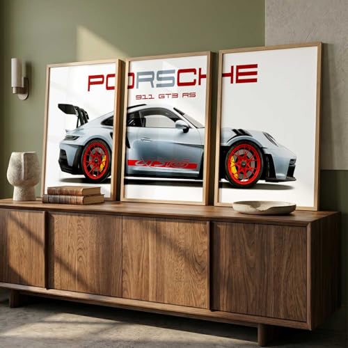 Image of HOTHOUSE Big Porsche Cars Framed Posters Gift Items for Boys Room Wall Decoration Bedroom Living Room Office Studio Decor | Car Poster Frame for Wall Decor Set Of 3 Size (10 X 13 inch)