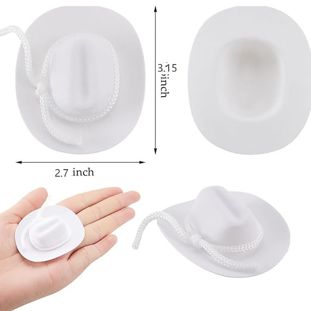 4 Pcs Miniature Felt Cowboy Hats Small Western Party Cap Doll Dress Up Hat Mini Cute Stuffed Animal Hats Tiny Dollhouse Cowgirl Hat Brown