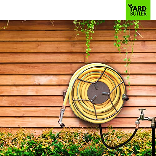 Yard Butler Swivel Hose Reel Wall Mount - 180 Degree Pivot Hose Hanger - Great for Garden Storage - Hose Holder Wall Mount for Garden Hose - Heavy Duty Steel Hose Hanger for Hose Reels - ISRWM-180