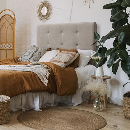 SUENOSZZZ-ESPECIALISTAS DEL DESCANSO Cabecero de Cama Bruselas tapizado en Tela para Camas de 150 (160 x 120 cm) Tela Beige - imagen 9