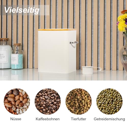 GREELUE 6.5L Waschmittel Aufbewahrung mit Dosierlöffel, Waschpulver Box, Futter Container, Aufbewahrungsbox für Kekse, Kaffeebohnen, Tierfutter (Beige)