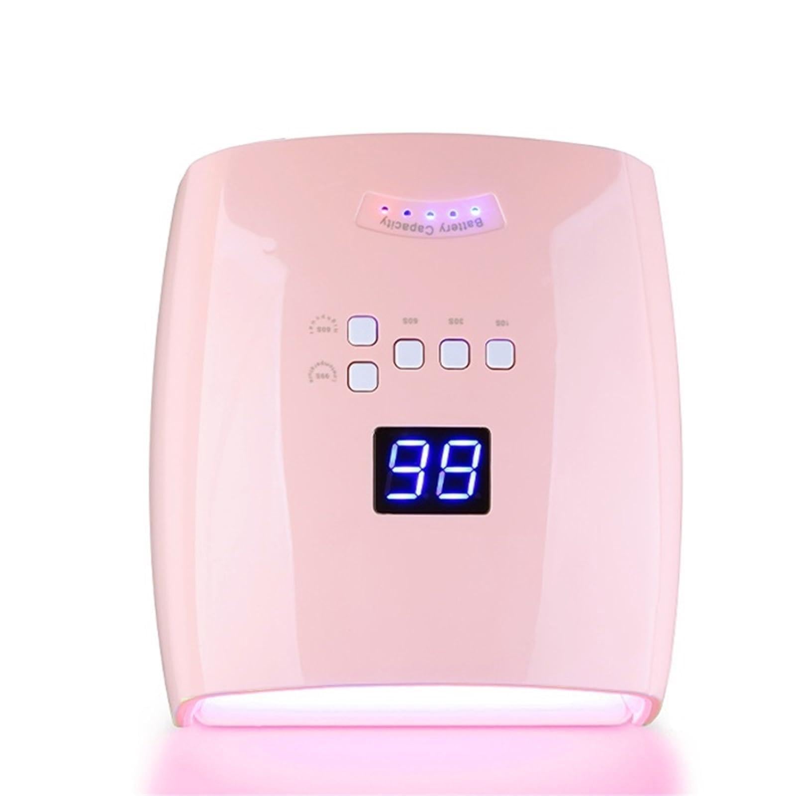 66W Akumulatorowa lampa do paznokci Profesjonalna suszarka lakierów żelowych Maszyna manicure Lampa UV LED Szybkie bezpieczeństwo(No handle Pink light)