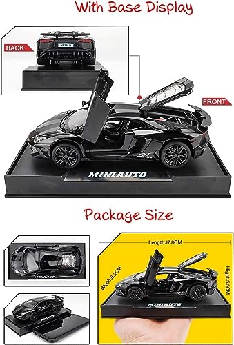 Image of WireScorts Exclusive Alloy Metal Pull Back Die-cast Car 1:32 Lamborgini LP750-4 Diecast Metal Pullback Toy car with Openable Doors & Light, Music Boys Gifts Toys for Kids (LP750-4 - Black)