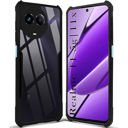 Image of Jkobi Back Cover Case for Realme 11 5G | Realme 11x 5G (Shockproof with Polycarbonate Clear Panel | Professional Black)