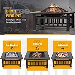 Devoko Outdoor Fire Pit, 32 Inch Firepit Table Metal Outdoor Fireplaces with Waterproof Cover for Outside Patio Camping (Black) - Image 4