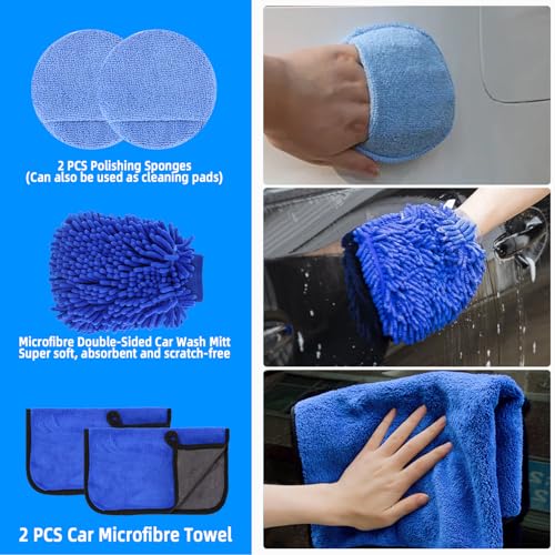 30PCS Nettoyage Voiture, Sac de rangement inclus,Pinceau Detailing Auto,Detailing auto pour le nettoyage des voitures,kit de détail de voiture,Comprend des tête de brosse,chiffon de nettoyage,etc – Image 6