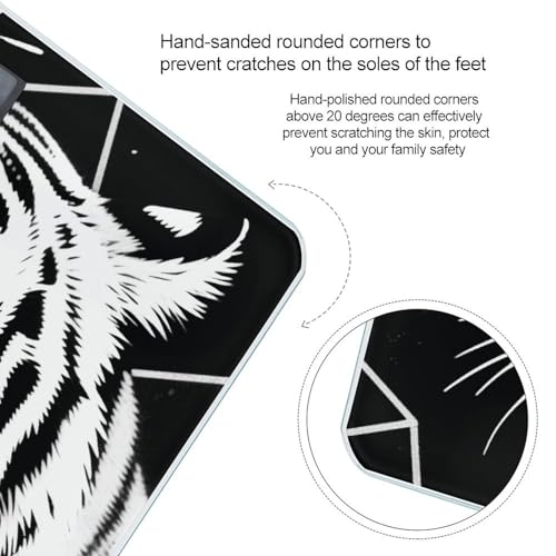 Báscula digital de baño Black White Tiger con pantalla LED miniatura 4