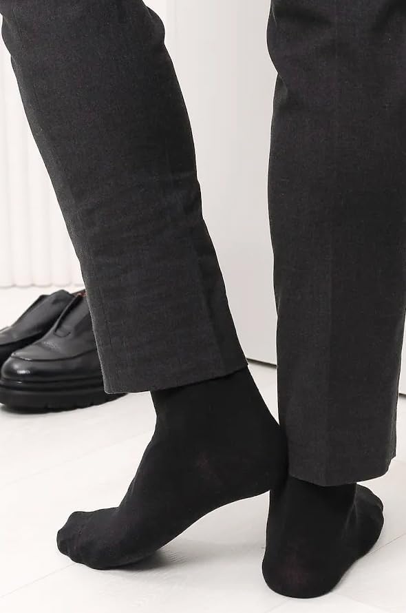 RONDO Cotton Mens Black Thin Dress Socks Lightweight Cotton Crew Socks - Super Soft and Breathable Black, Dark Blue, Brown - Image 7