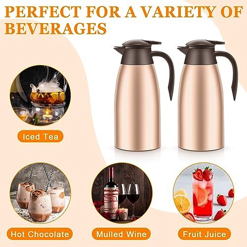 Image of Norme 2 Pcs Thermal Coffee Carafe Insulated Stainless Steel Coffee Carafe for Hot Liquid Vacuum Thermal Pot Creamer Pitcher Dispenser with Brushes Keeping Hot Water Milk(Rose Gold)