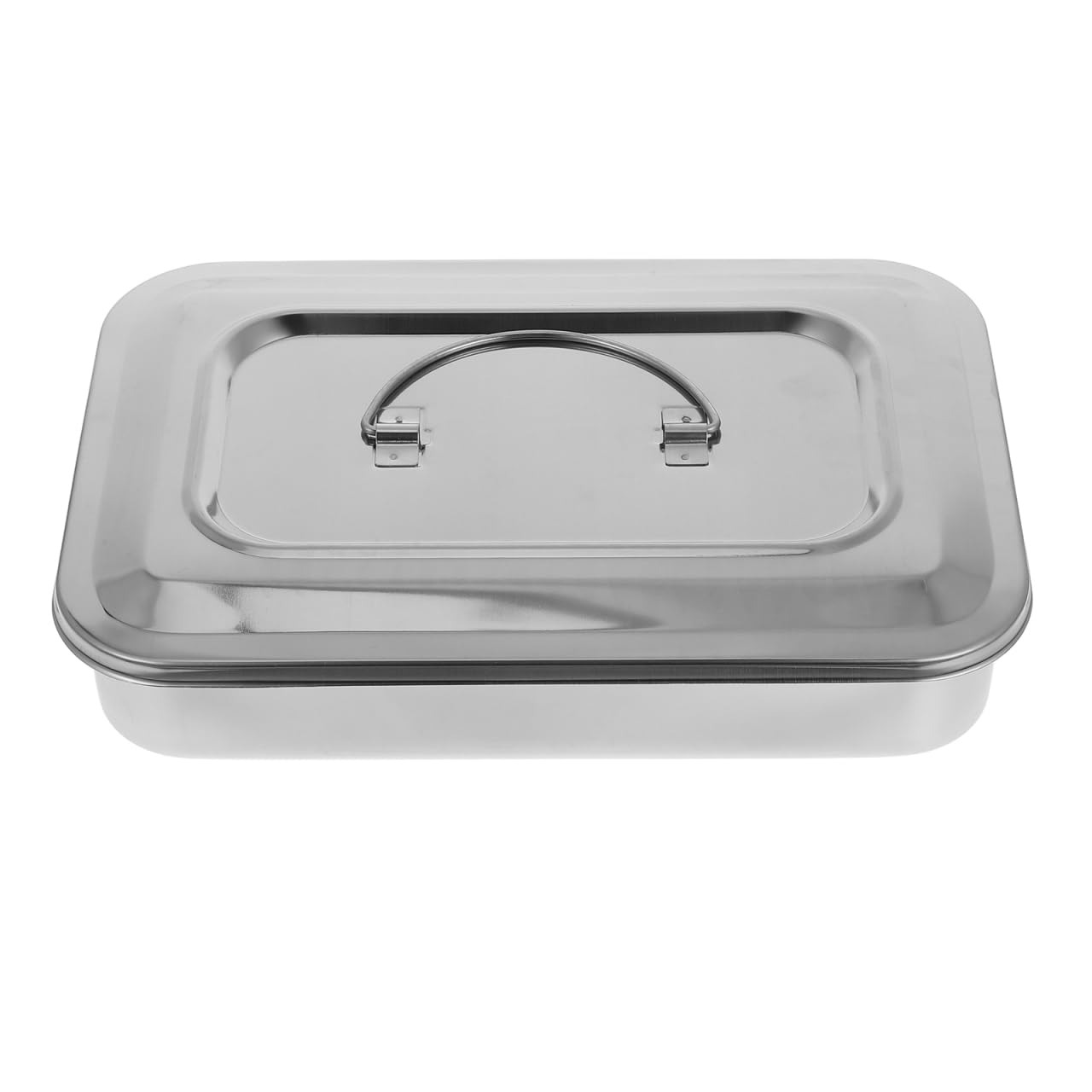 Anneome Caja de Esterilización de Acero Inoxidable Plata de Instrumentos con Tapa Cuadrada Resistente al Óxido y Diseño Simple para Uso Profesional