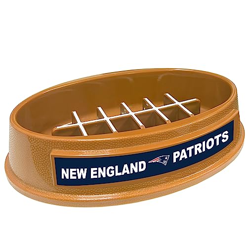 Image of NFL New England Patriots Super-Bowl - Slow Feeder Dog Bowl. Football Design Slow Feeding Cat Bowl for Healthy Digestion. Non-Slip Pet Bowl for Large & Small Dogs & Cats