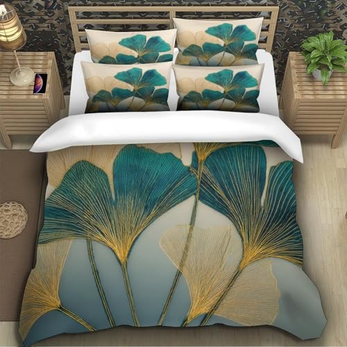 Parure de lit ginkgo effet 3D en microfibre premium résistante et confortable