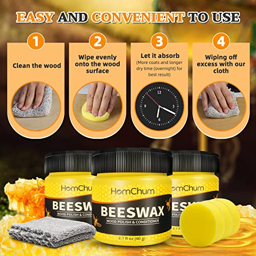 Furniture Bees Wax,3Pcs Furniture Polish Bees Waxing Repair Wood Wax For Furniture, Floor, Tables, Chairs, Cabinets #TOP1