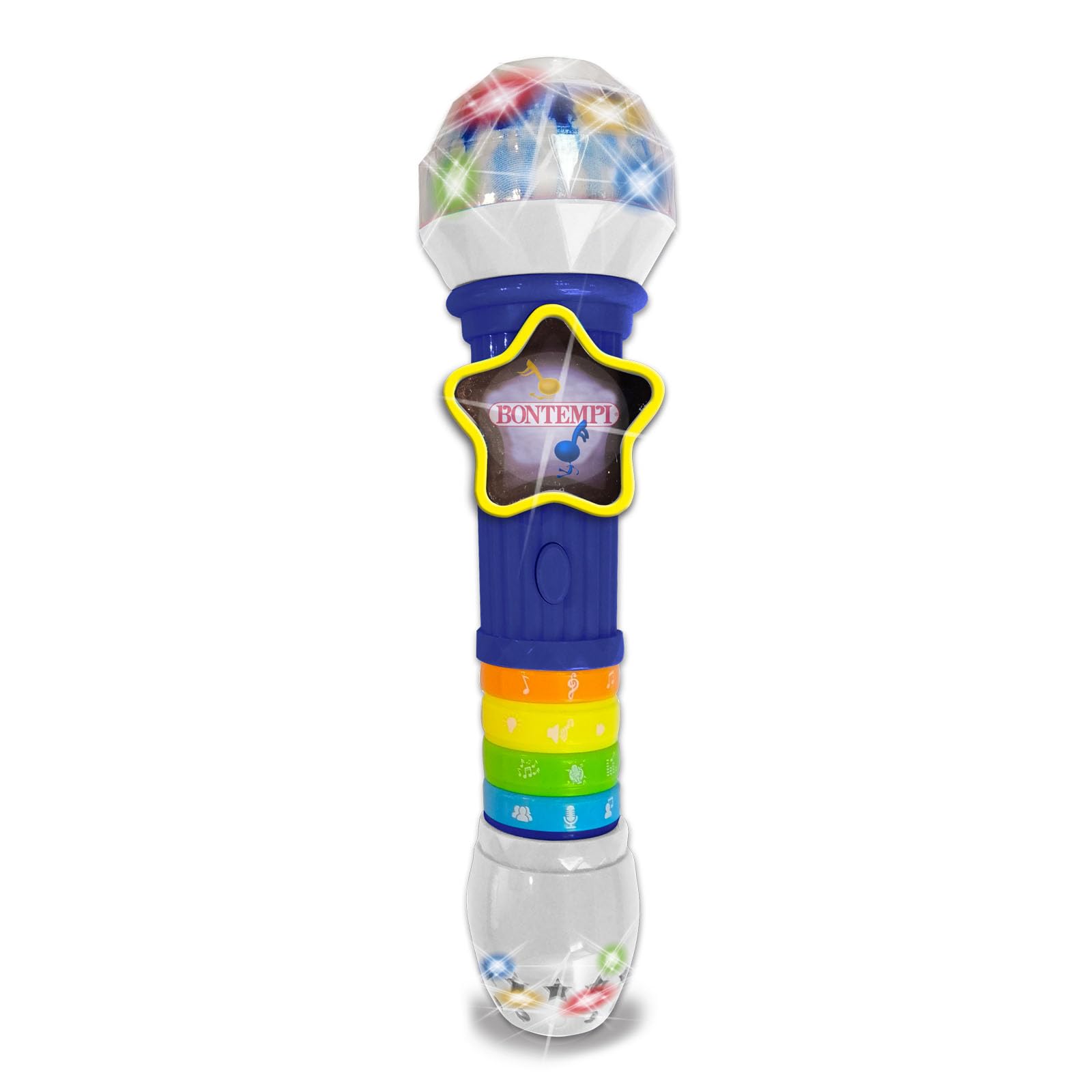 Bontempi GlowWave Mikrofon bezprzewodowy mikrofon z efektami świetlnymi i dźwiękowymi do magicznej wydajności, 265 x 70 x 70 mm, wielokolorowy, 41 3020