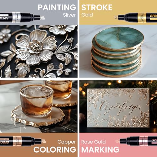 Image of Resiners Metallic Markers, Chrome Paint Marker for Metal Model, Glass Coloring, Stroke, Painting, DIY Craft, Reflective Gloss, 2-5 mm Larger Application Area, Epoxy Resin Tools (4 Colors)