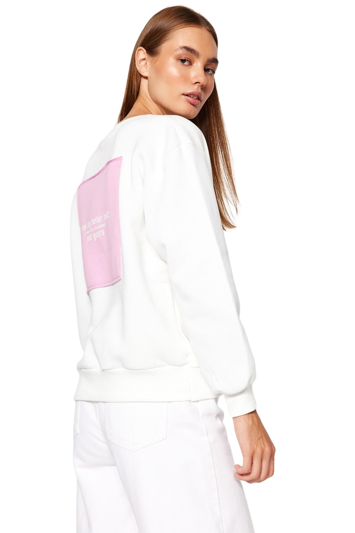 Trendyol Women Regular Standard Crew Neck Knit Sweatshirt White