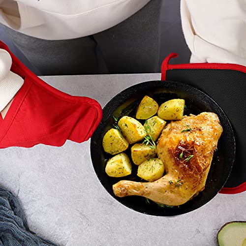 Arcliber Pot Holders,4Pcs Heat Resistant Hot Pads,Non-Slip Rubber Surface Design,Cotton Infill Kitchen Potholders Set,Red #TOP4