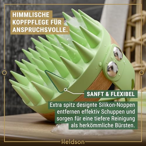 HELDSON Kopfhaut Massagebürste Bambus – Kopfmassage & Shampoo Bürste – Ansicht 3