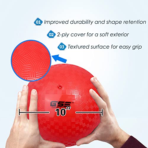 Premium Inflatable Playground Balls,Kickball, Bouncy Dodge Ball,Handball, Perfect For Kids And Adults In Ball Games, Gym, Camps, Picnic And Yoga Exercises For Indoor And Outdoor(Red, 10-Inch) #TOP1