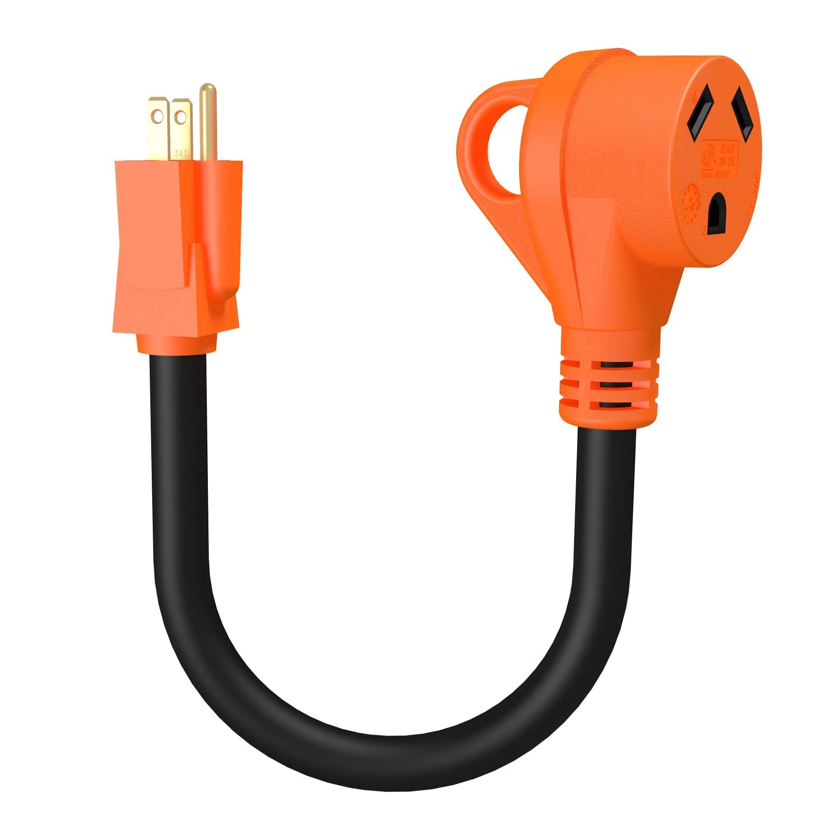 Photo 1 of RVICORD RV Adapter 15 Amp to 30 Amp 12AWG/3 RV Adapter Cord 12" with Easy Plug Handle 5-15P Male to TT-30R Female Electrical Converter