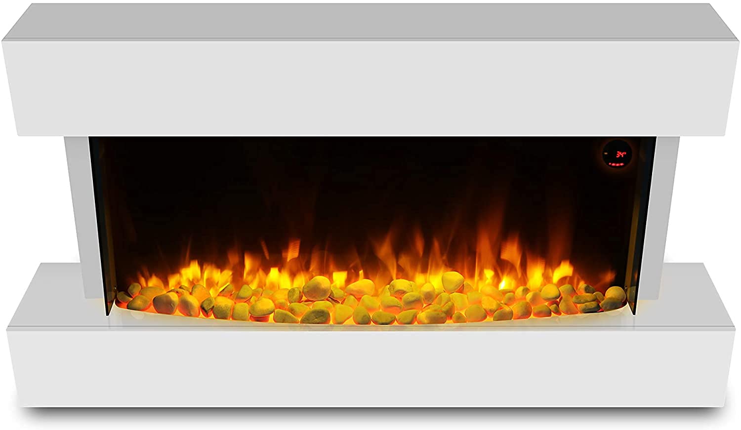 Marco Paul Modern 50" Hi Gloss White Wall Mounted Electric Fire Insert Fireplace Realistic 3D