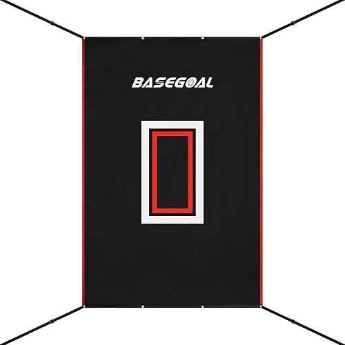 Respaldo de vinilo de 4 x 6 pies, respaldo de béisbol, jaula de bateo con zona de ataque e imagen de receptor para béisbol, sóftbol y protector de