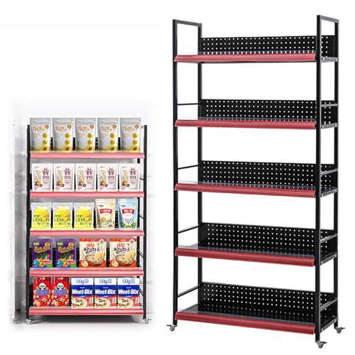Estante de exhibición móvil con ruedas,...