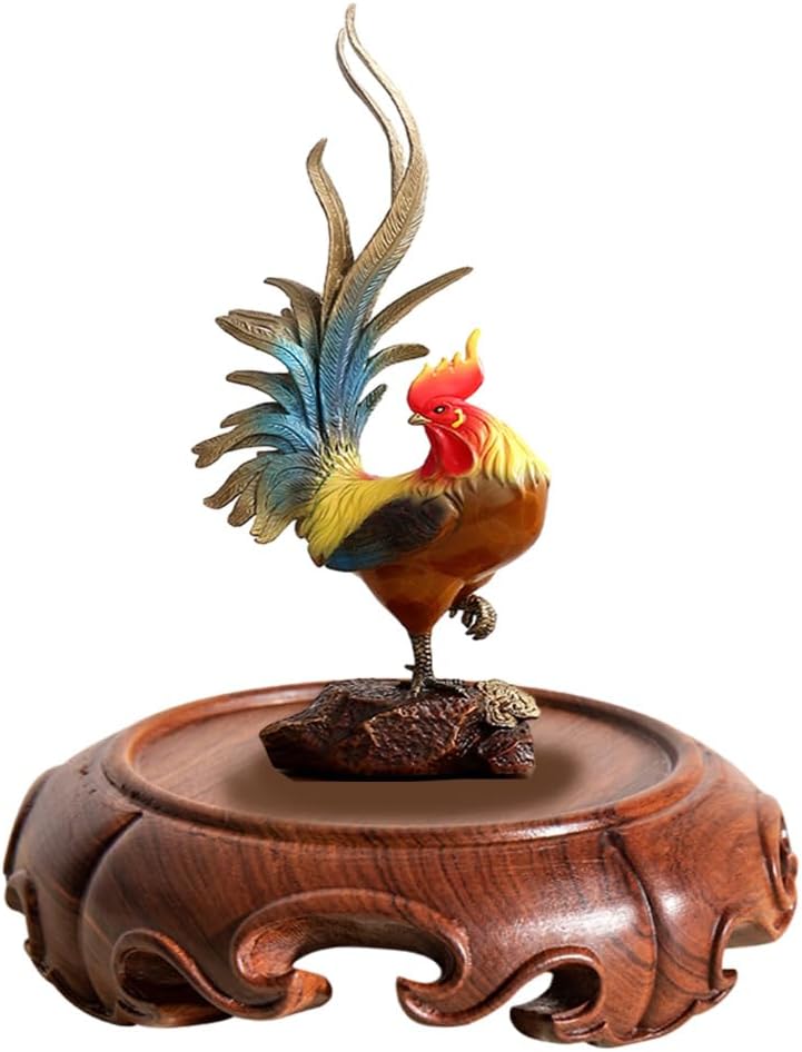 GOLDY&WENDY Beautiful Chinese Carved Round Wooden Pedestal Asian Vase Sturdy Wood Display Holder Base