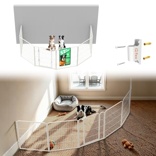 Image of FXW Homeplus Indoor Dog Playpen with Fence-to-Wall Anchors, 32 inch H, 6 Panels