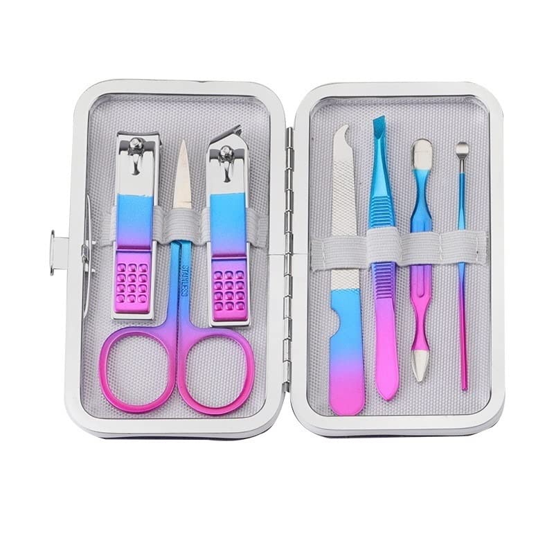 Set per unghie, cura delle unghie, set tagliaunghi Professional Color Titanium Nail Clipper Set Manicure Tools for Women Nail Care Trimming Kit(A)