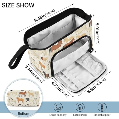 Image of Fisyme Vintage Horse Pencil Case Large Capacity Pen Bags Box Big Makeup Pouch Organizer