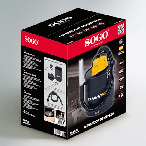 SOGO Aspirador de Cenizas con Función Soplador de 1200W de Potencia y Succión ≥16Kpa - Aspiradora de Cenizas con Filtro Lavable y Manguera Resistente al Calor - Aspirador Cenizas Pellet y Chimenea - imagen 8