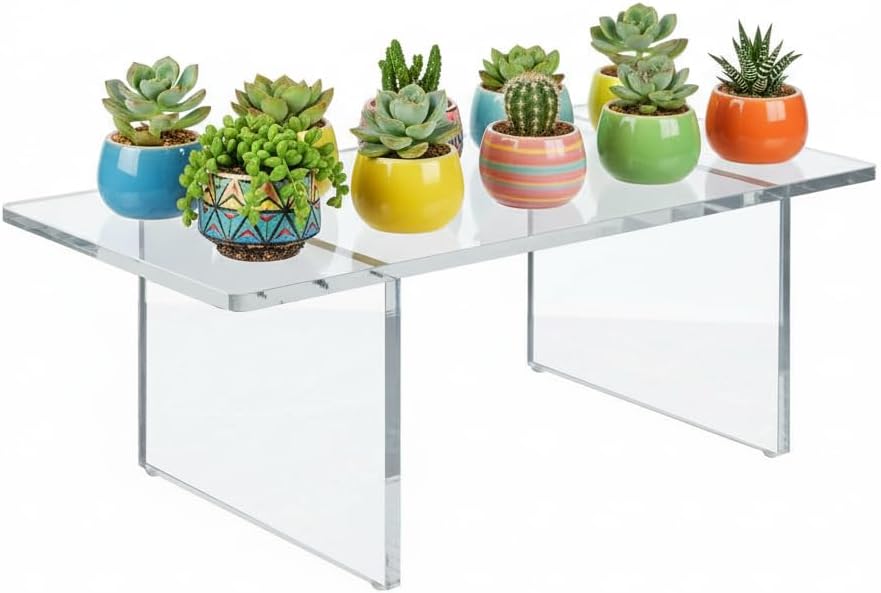 Azar Displays 515379 Acrylic Monitor Risers, Clear Showcase Shelf for Food, Dessert, Jewelry Display Stand, 22"W x 9"H 1/2"