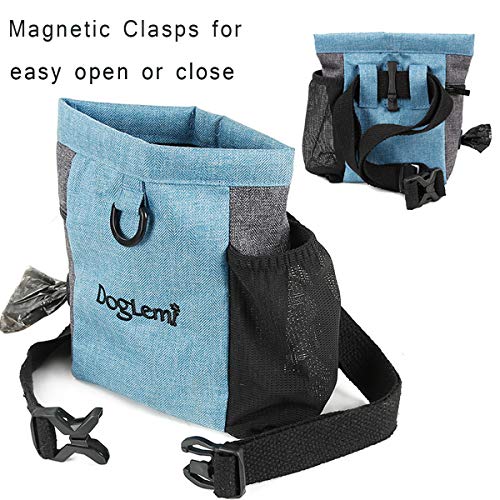 Hotgirlhot Magnetfunktion Futterbeutel für Hunde,Hunde Leckerlitasche Snack Bag mit Clip & Verfügbares Tasche Schultergurt für Hundetraining und Ausbildung,18 * 19CM/7 * 7.4 Zoll (Grün)