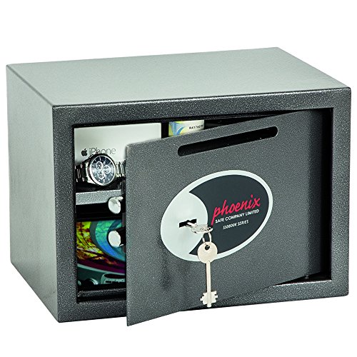 Phoenix Safe Company Vela Deposit Home and Office SS0802KD Size 2 Security Safe with Key Lock , Metal, Metallic Graphite