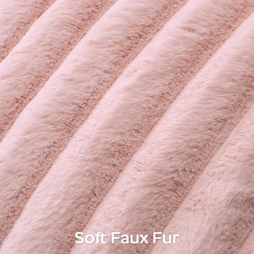 Sungeek Set of 1 Blush Pink Faux Rabbit Fur Cushion Cover 30x50 cm, Soft Cozy Plush Striped Decorative Throw Pillow Covers 12x20 Inch Velvet Lumbar Pillowcases for Sofa Bedroom - Cosy Home Interiors Sungeek Set of 1 Blush Pink Faux Rabbit Fur Cushion Cover 30x50 cm, Soft Cozy Plush Striped Decorative Throw Pillow Covers 12x20 Inch Velvet Lumbar Pillowcases for Sofa Bedroom - Image 2