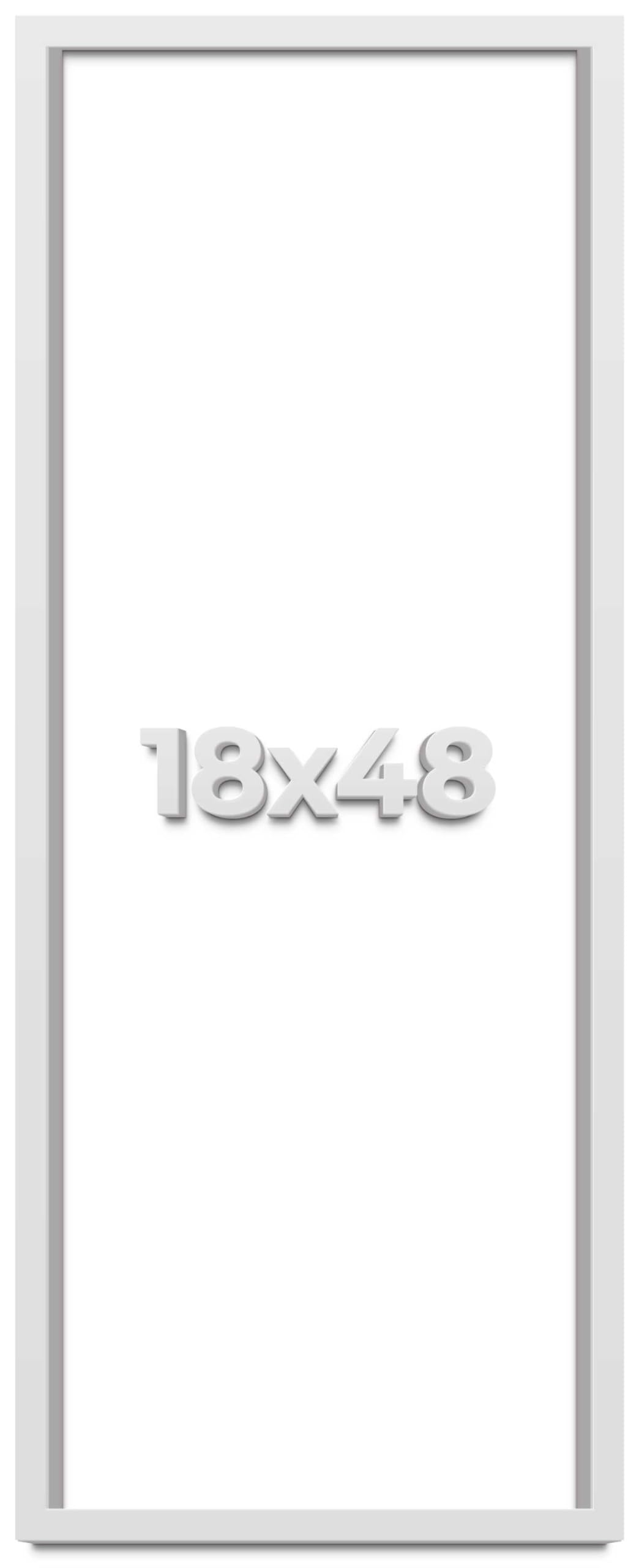 18x48 Shadow Box High Gloss White Display Frame | 1.625 Inches Deep | 1 Inch Moulding Width | Solid Wood | UV Resistant Acrylic Plexiglass, Acid Free Backing and Hanging Hardware Included