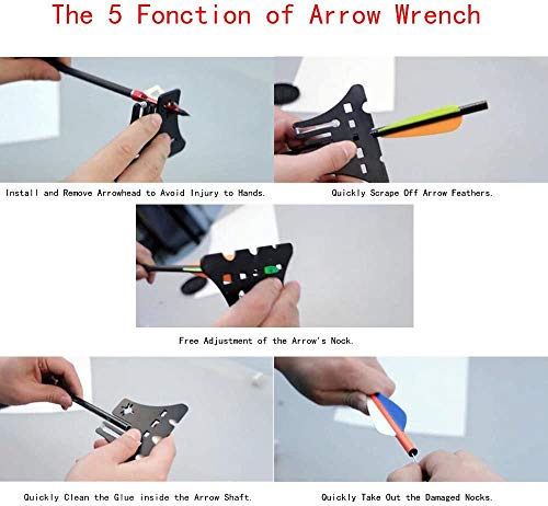 Deepower Broadhead Wrench Nock Adjustment Multi Arrow Shaft Tool Arrow Vanes Fletchings Remover，Bow Hunting Target Archery Shooting Tool #TOP3