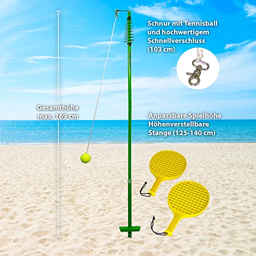 Sandora 25030 Circletennis - Twistball - 3-teilig grün/gelb für tollen Garten Spielspaß und jegliche Freizeitaktivität für Camping und Unterwegs EIN absolutes Kindervergnügen