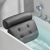 Bath Pillow, Non-Slip Bathtub Pillow with 6 Strong Suction Cups, Ergonomic Bath Pillows for Tub Supp