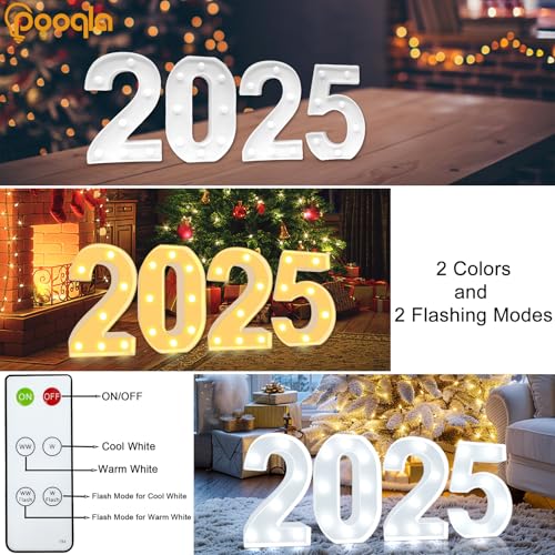 Image of Pooqla LED Light Up Numbers, Marquee Number with Remote for 2nd Birthday Decoration, Lighted Numbers Gift for Boys Girls Party Backdrop Wedding Anniversary Decor, Warm White and Cool White Number 2