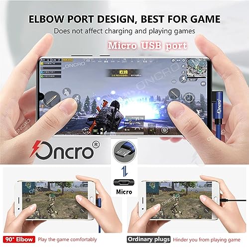 Image of Fast charging short micro usb cable blue nylon braided 25cm power bank wire unbreakable 20w 480mbps data sync android phone samsung kindle ps4 tv stick raspberry pi chromecast tablet cord