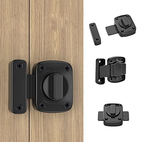 LIKERAINY Bathroom Toilet Door Latch 42x31mm Rotate Bolt Gate Latch Door Lock Zinc Alloy Coated Matte Finish Black 4pcs - Image 4