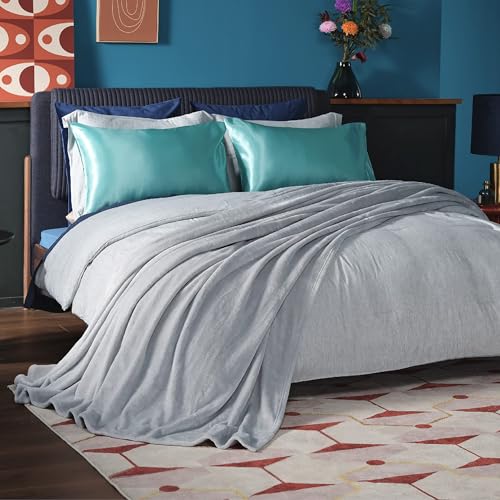 Image of Bedsure GentleSoft Fleece Bed Blankets Full Size Light Grey - Soft Lightweight Plush Fuzzy Cozy Luxury Blanket Microfiber, 84x90 inches