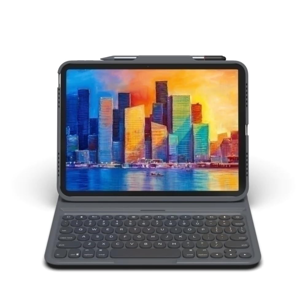 ZAGGPro Keys Keyboard & Detachable Case Compatible with Apple iPad 10.9in, Backlit, Durable, Lightweight, Travel Friendly, Bluetooth, Gray/Black, (British English)