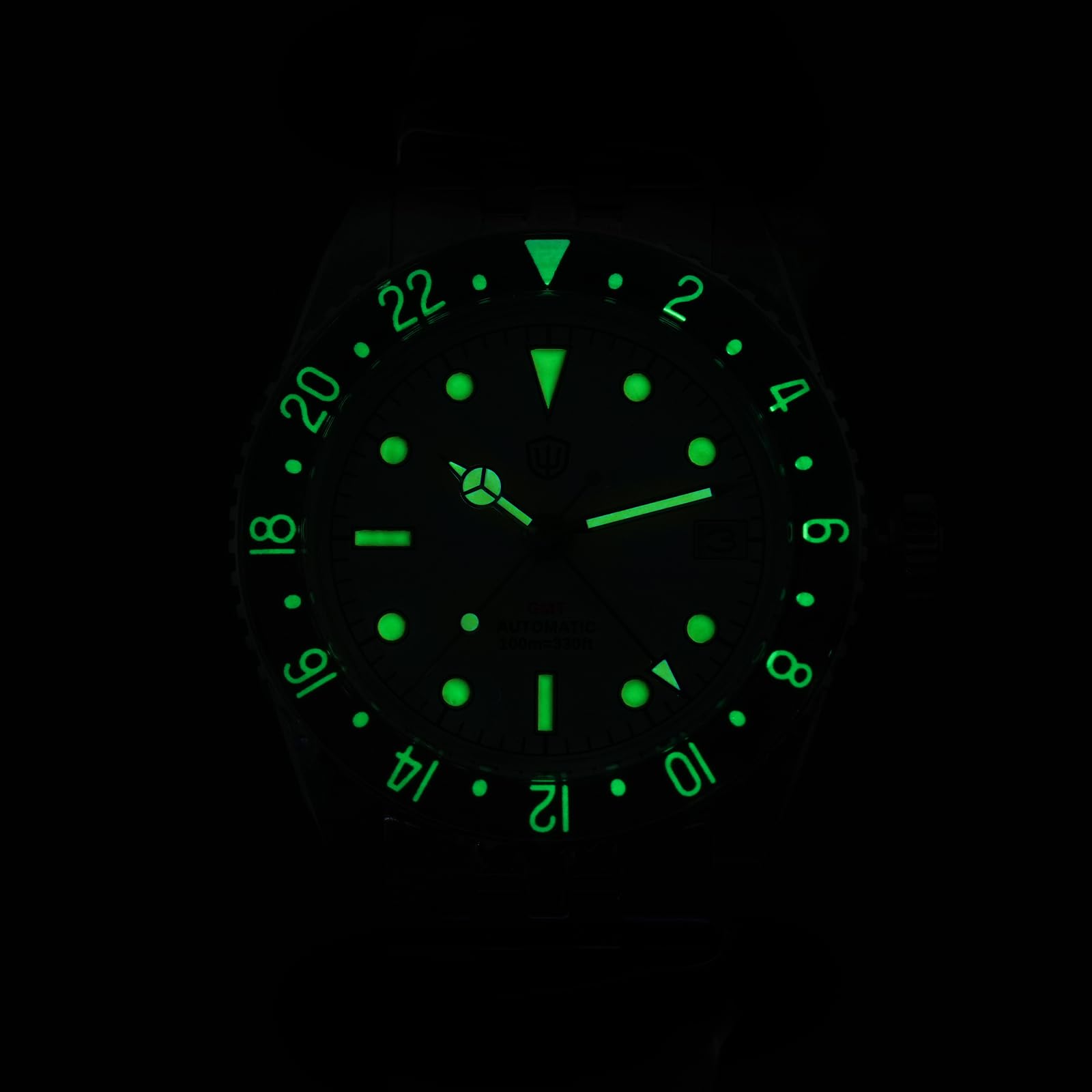 watchdives Relojes GMT para Hombres, WD6542 Reloj Hombre NH34 Automático Reloj De Pulsera 38mm Cristal De Zafiro Abombado Burbuja Relojes 100M Resistente Al Agua