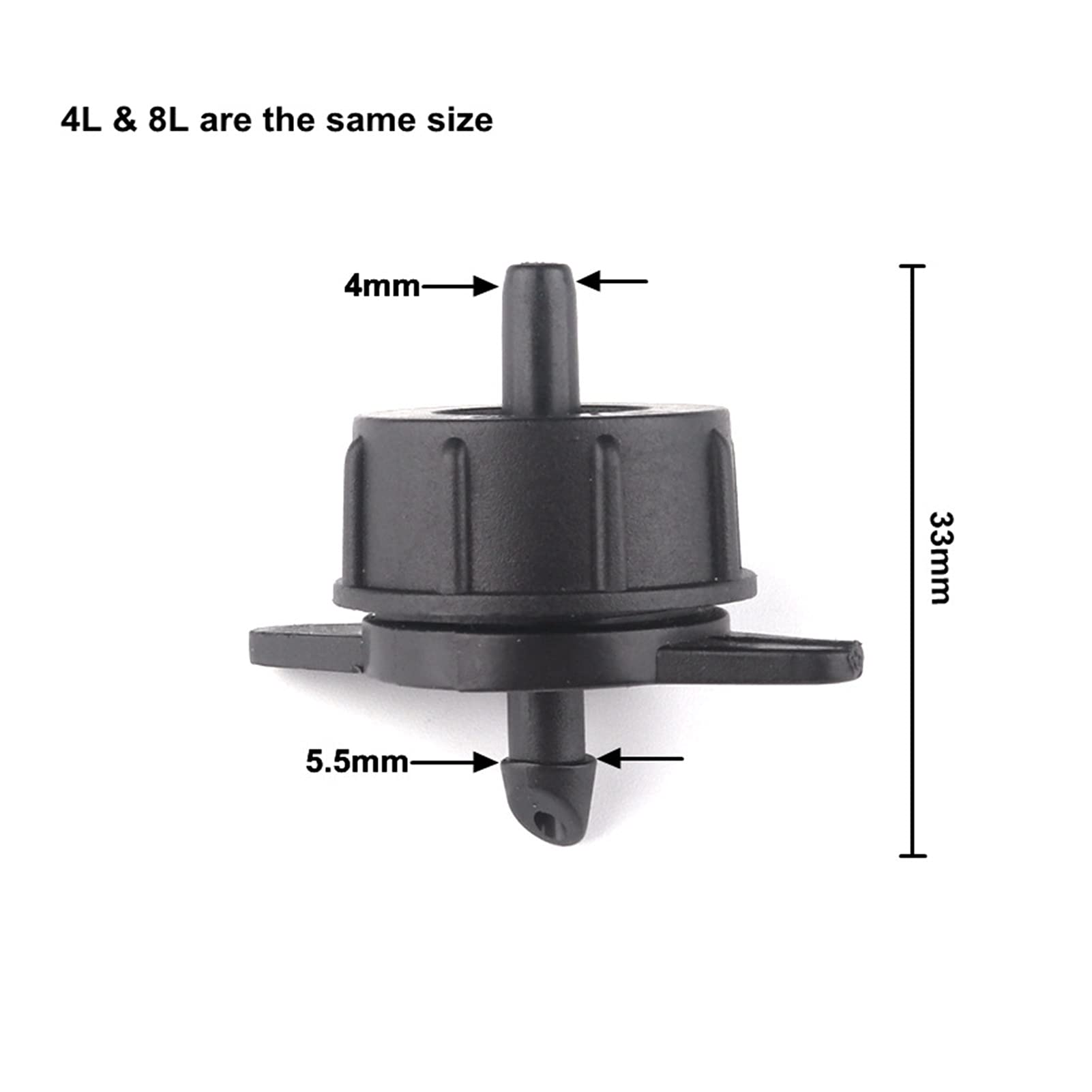 Serra Micro irrigazione a Goccia 100pcs Regolabile Dripper a Flusso 4L / 8L Dripper di compensazione Pressione Dripper agricolo (Color : 4L)