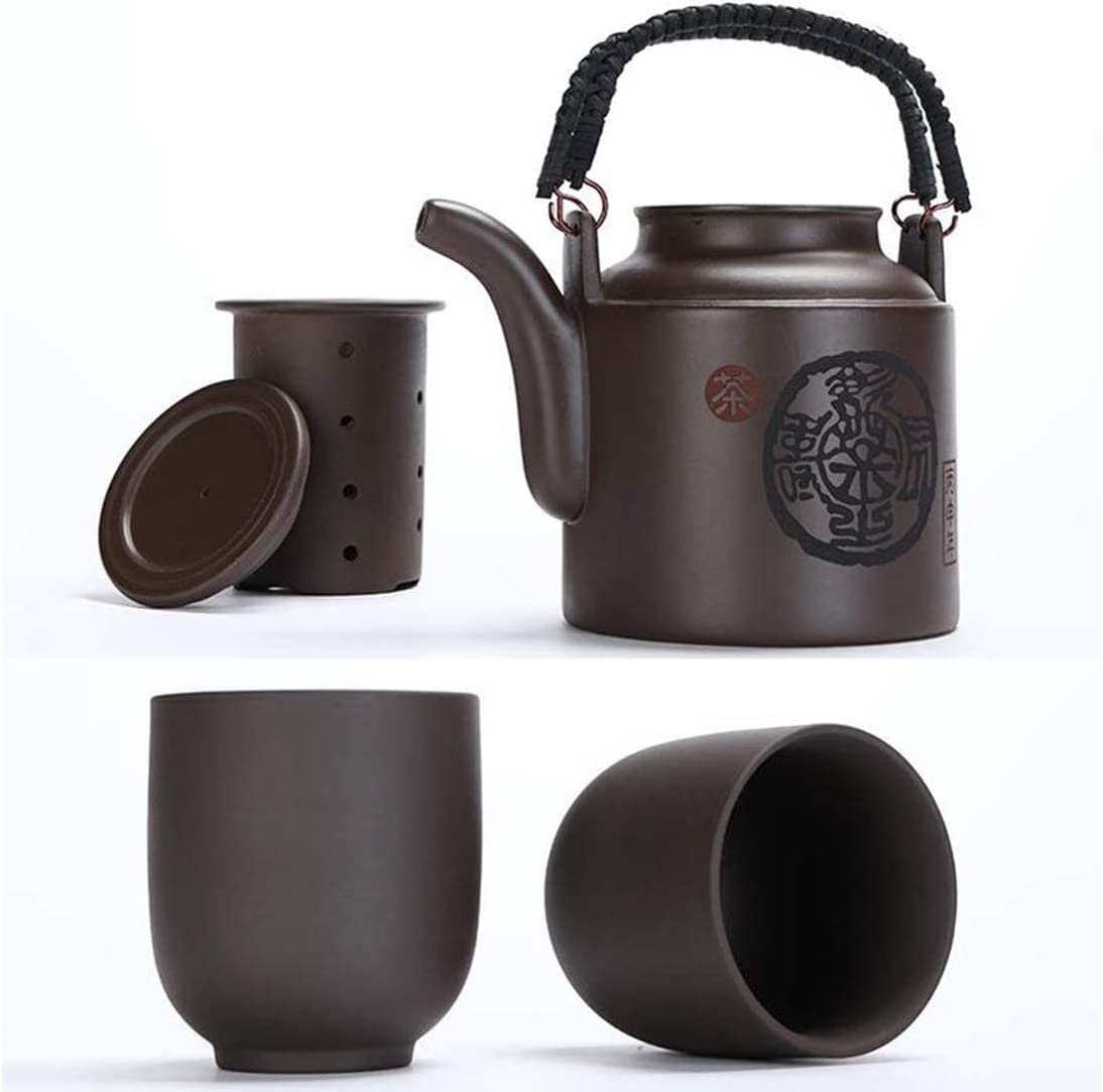 Zestaw Herbaty Zestawy czajniczków chiński ręcznie robiony zestaw do herbaty czajniczek kubki zdrowy fioletowy gliniany Dla Codziennego Użytku(1Teapot+4Teacups)