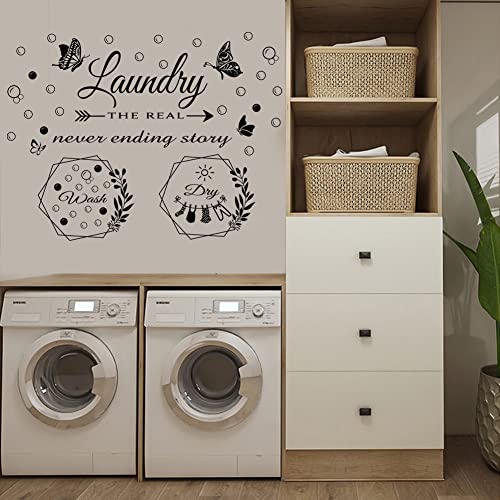2 Sheets Wall Stickers Laundry Room Vinyl Wall Decal Wash Dry Vinyl Laundry Stickers Laundry The Real Never Ending Story Wall Decal Washer Stickers Quote Wall Art Stickers For Home Apartment Washing Machine Laundry Room Decor Wall Decorations Laundry Room Wall Sticker Home Decor. #TOP1