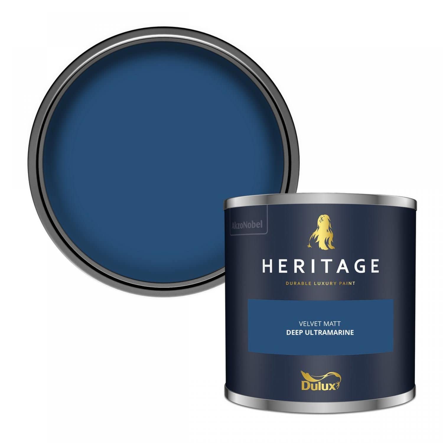 Dulux Heritage Deep Ultramarine Walls And Ceilings Velvet Matt Emulsion Paint Tester Pot 125Ml